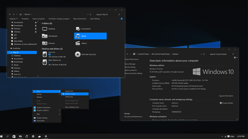 Windows 10 Dark Theme: GreyEve Theme